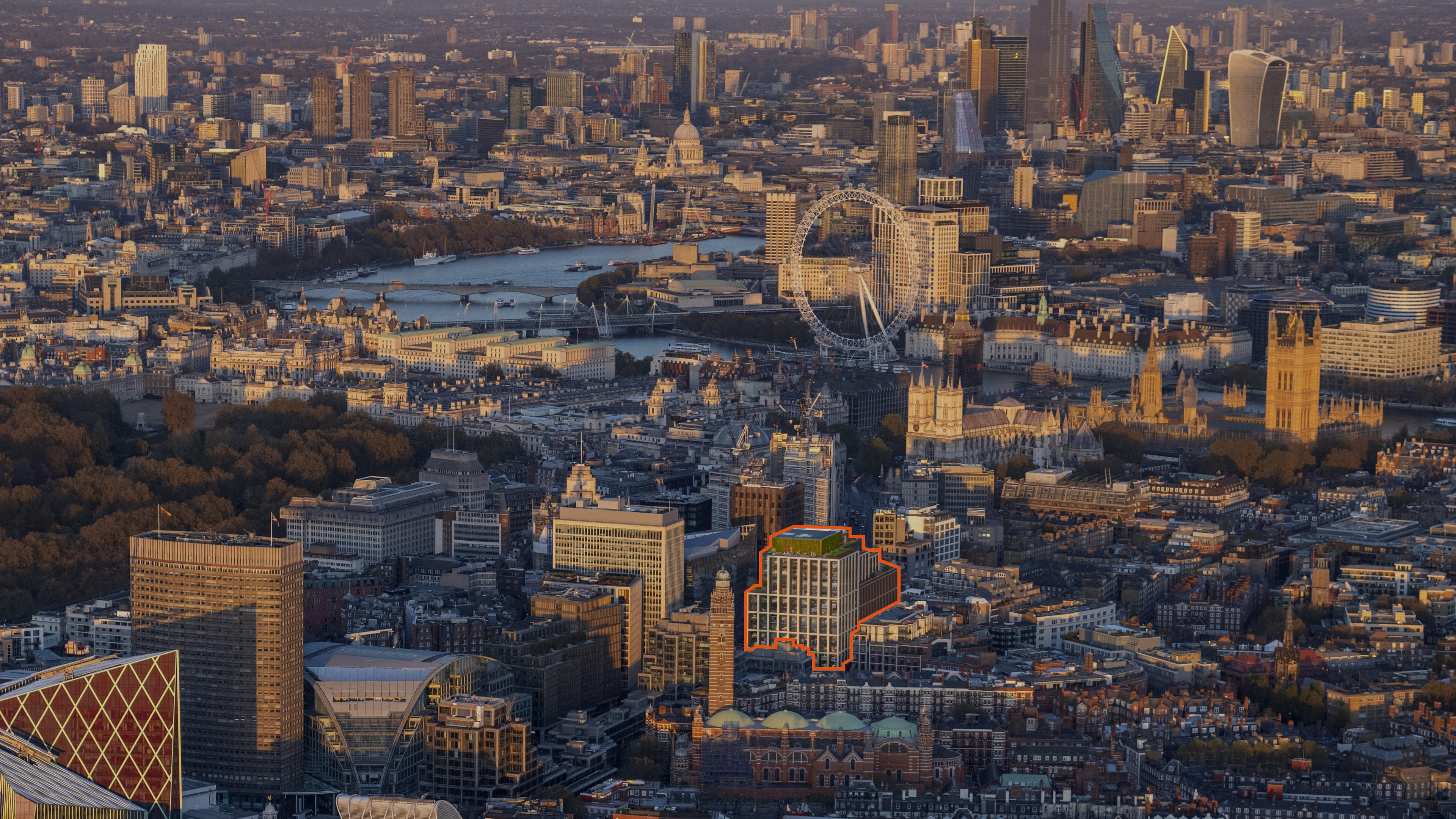 Aerial of Building & Central London